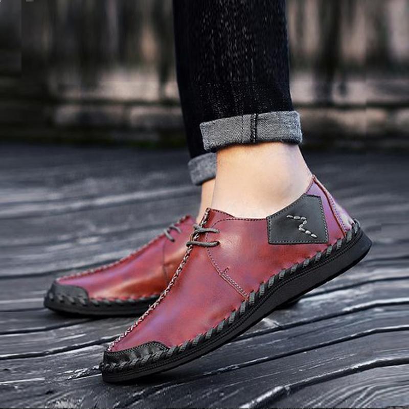 Cowhide Lace Up Men's Loafers