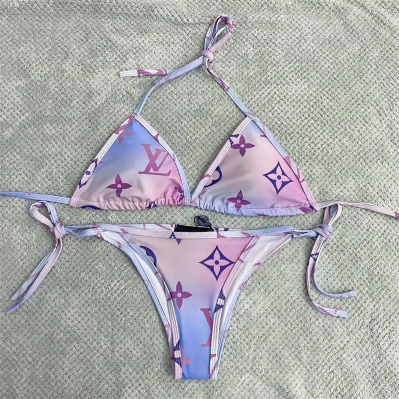 Fashion Letter Printed Bikini Swimsuit