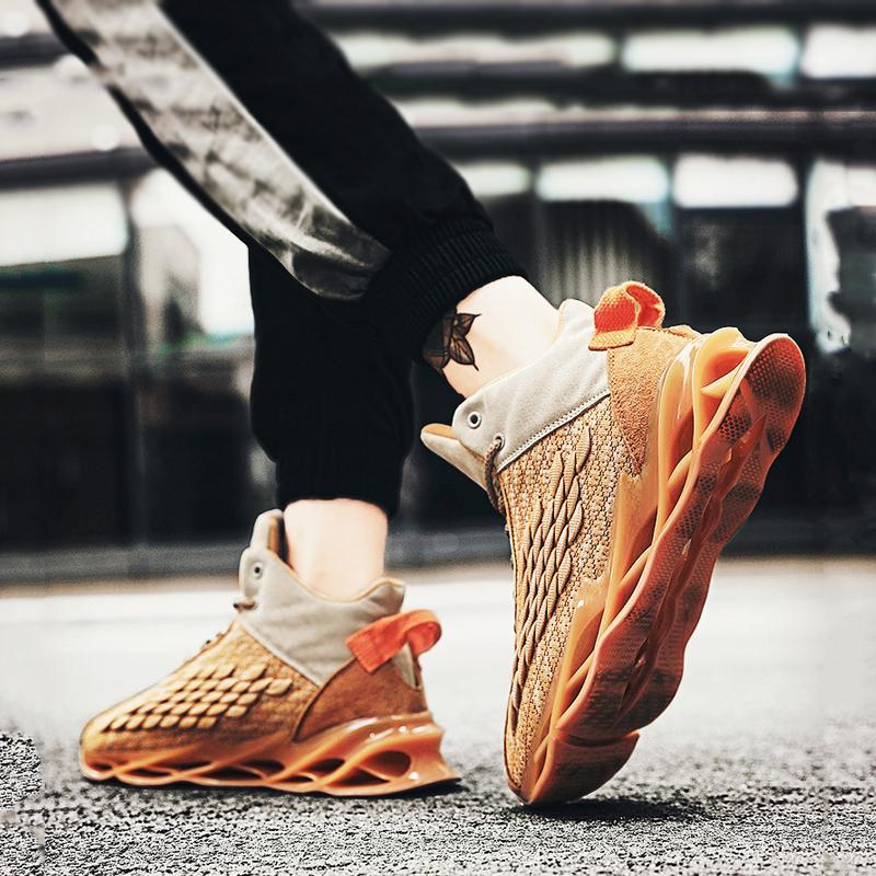 Knitted Fabric Lace Up Men's Sneakers