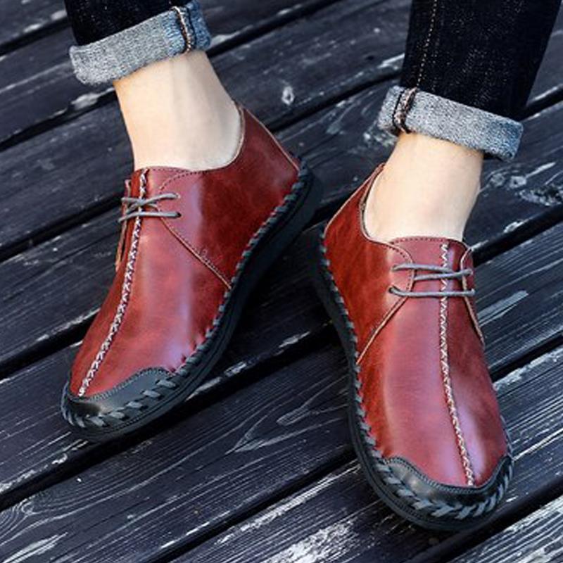 Cowhide Lace Up Men's Loafers
