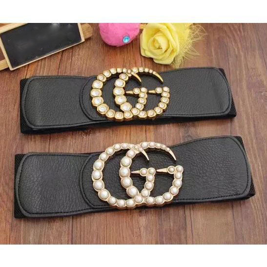 Elastic Girdle Pearl Rhinestone Elastic Wide Belt