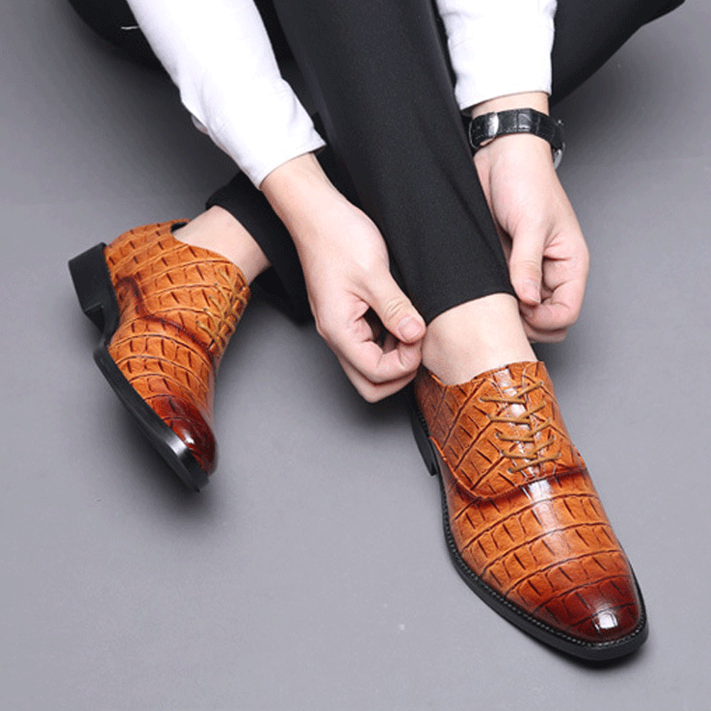 Leather Pointed Toe Men's Dress Shoes
