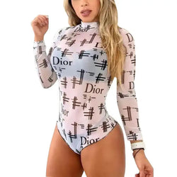 Sexy See-Through Printed One-Piece Chiffon Shirt