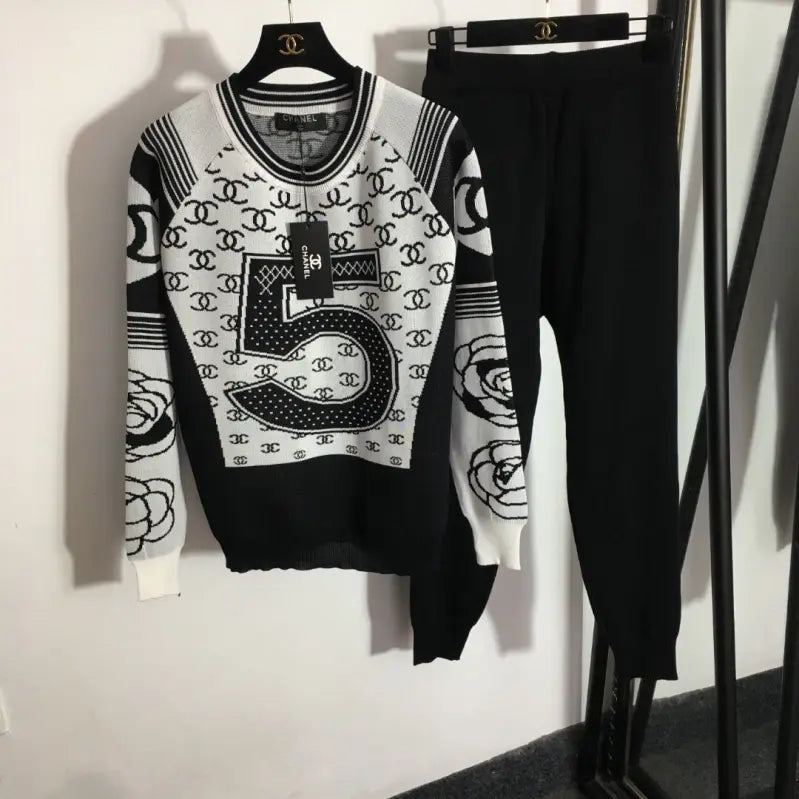 Fashion Casual Sports Hooded Knit Suit