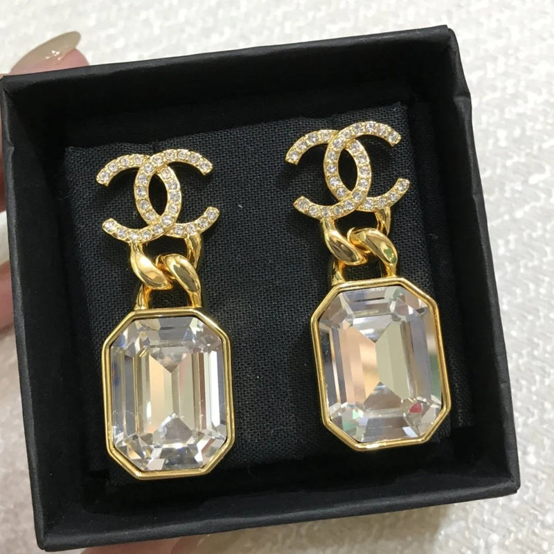 Letter Decoration Crystal Earrings