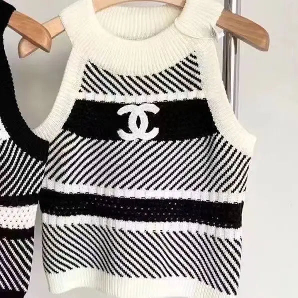 Fashion Striped Halter Top For Women's Outerwear