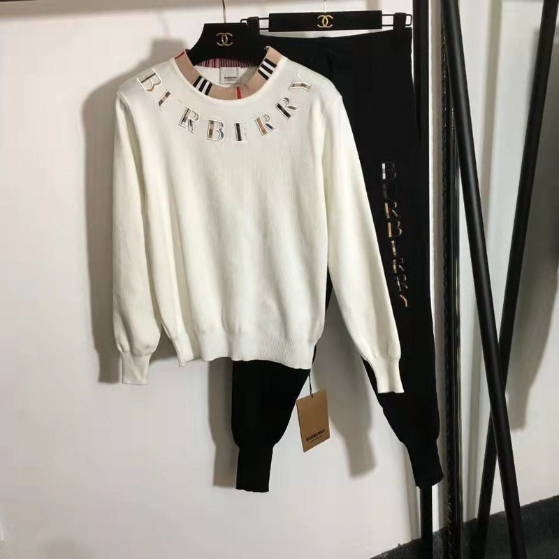Fashion Letter Printed Suit Top+Pants