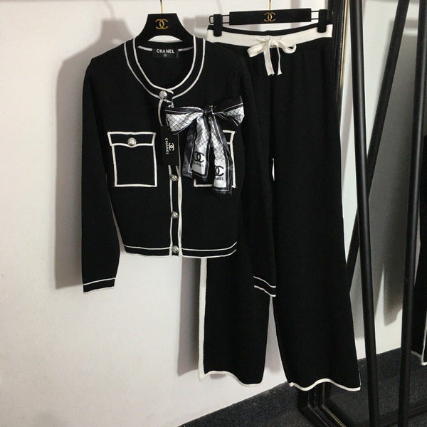 Women's Cardigan Wide Leg Pants 2 Piece Suit