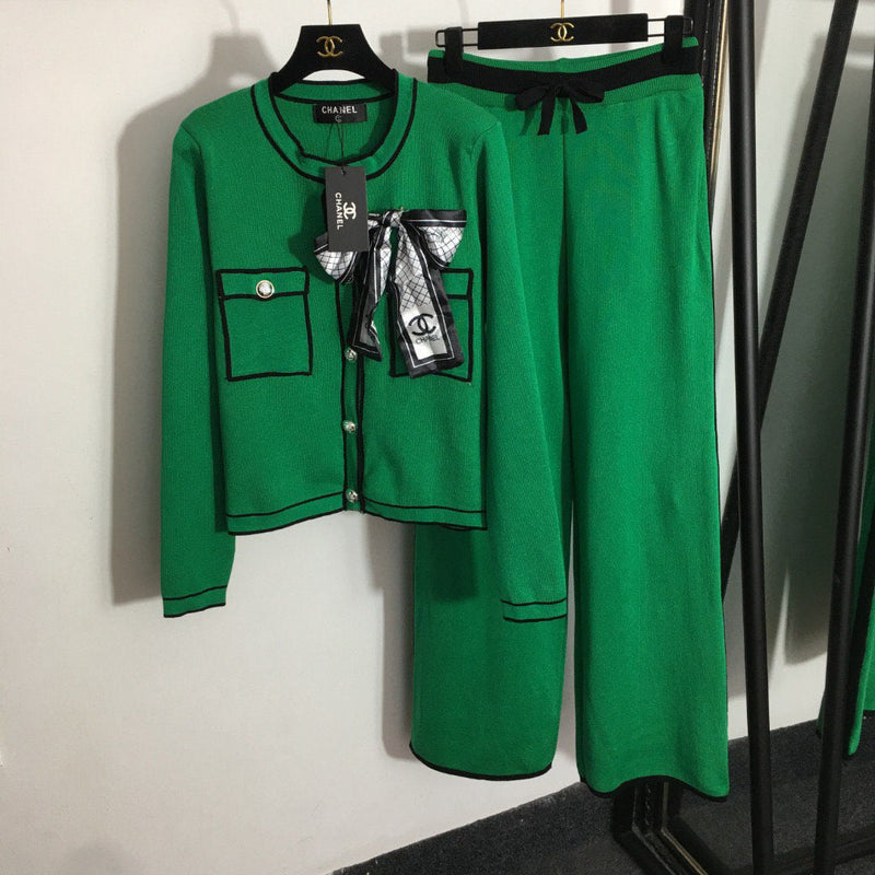 Women's Cardigan Wide Leg Pants 2 Piece Suit