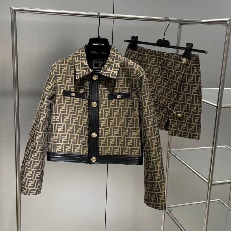 Women's Letter Print Jacket And Skirt Suit