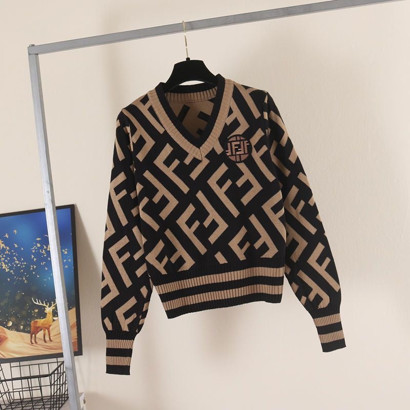 Letter Print Cropped Sweater