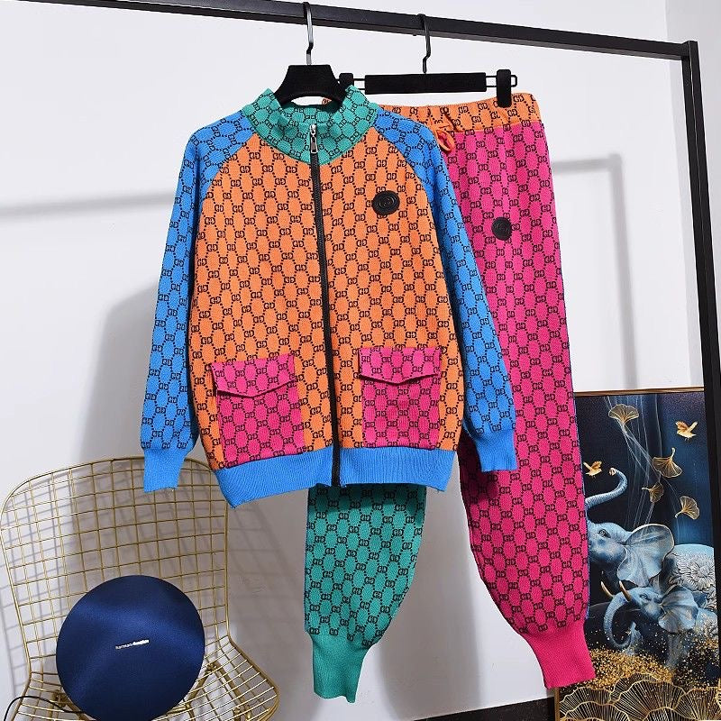 Letter Print Color Block Set