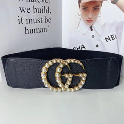 Elastic Girdle Pearl Rhinestone Elastic Wide Belt