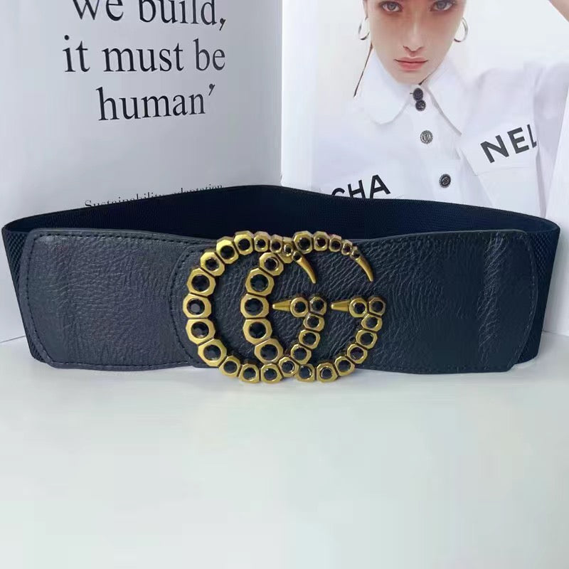 Elastic Girdle Pearl Rhinestone Elastic Wide Belt