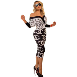 Off Shoulder Fashion Print Sexy Dress