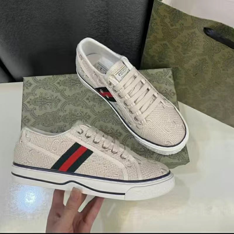 Luxury Canvas Embroidered Flat Casual Sneakers