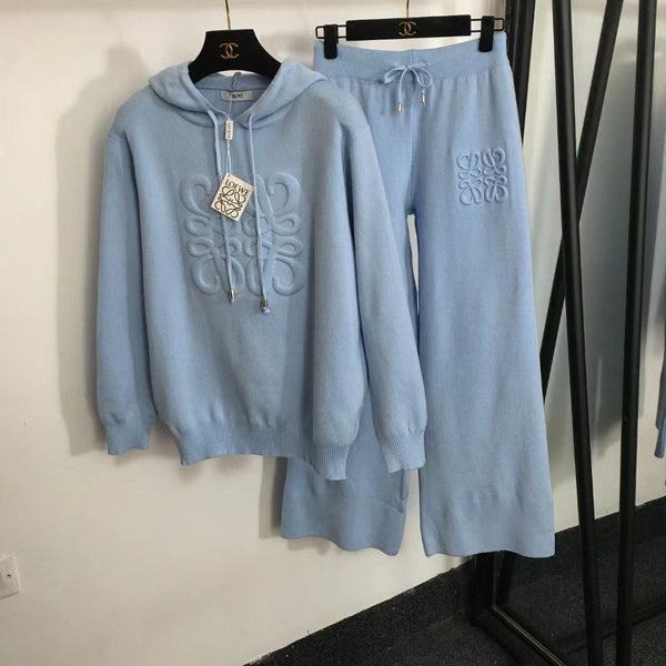 Knitted Pullover Wide Leg Pants 2 Piece Set