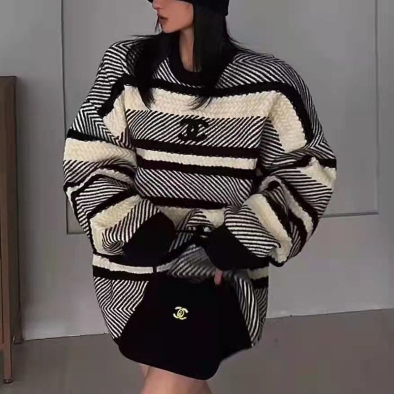Loose Pullover Lazy Style Knitted Sweater