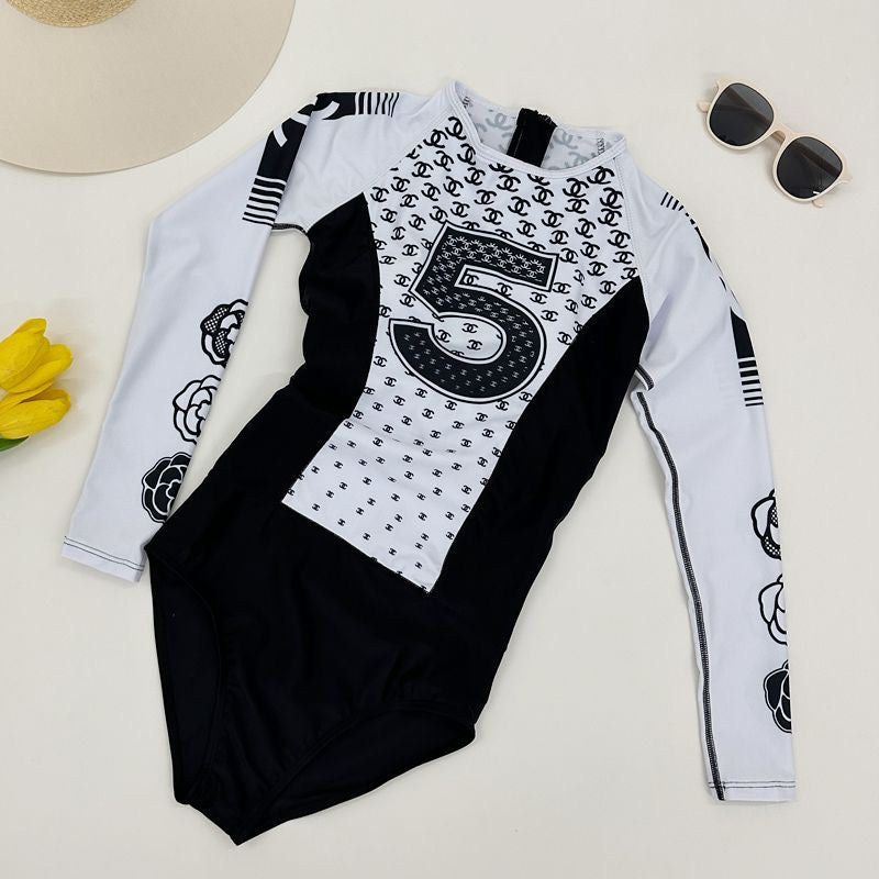 Fashionable Letter Print One-Piece Swimsuit