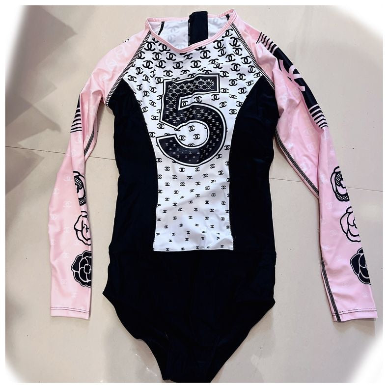 Fashionable Letter Print One-Piece Swimsuit