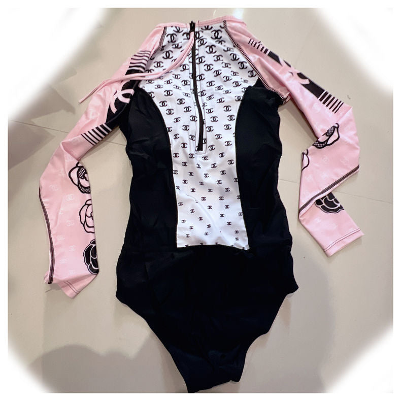 Fashionable Letter Print One-Piece Swimsuit