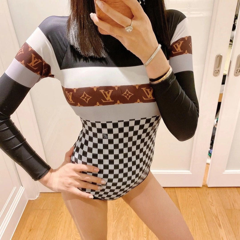 Fashionable Letter Print One-Piece Swimsuit
