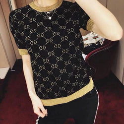 Letter Printed Short Sleeves/Sweater/Cardigan