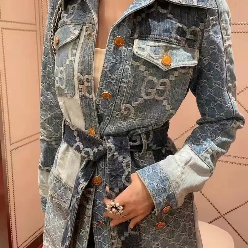 Retro Color Block Denim Jacket