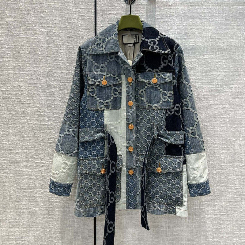 Retro Color Block Denim Jacket