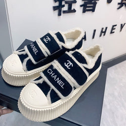 Velvet High-topgenuine Leather Platform Shoes