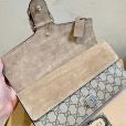 Trendy Full Logo Leather Lined Suede Bag