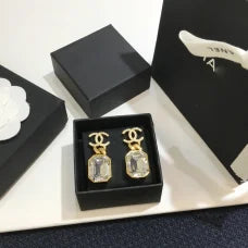 Letter Decoration Crystal Earrings